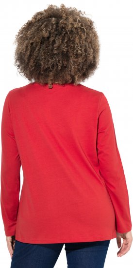 Ulla Popken Holiday Long Sleeve Graphic Tee Salsa Red - Trykket T-skjorter for dame - 
