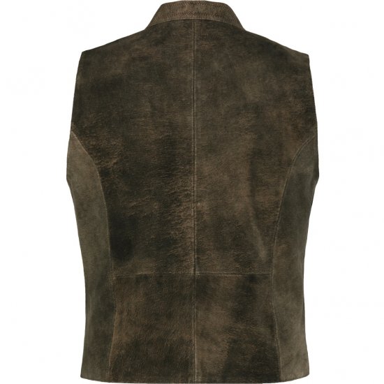jP1880 Finest Goat Suede Traditional Vest Dark Brown - Trachten & Oktoberfest - Oktoberfestklær i store størrelser (Trachten)