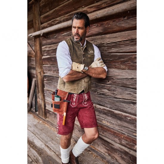 JP1880 Vest Goat Suede Traditional Moss Green - Trachten & Oktoberfest - Oktoberfestklær i store størrelser (Trachten)