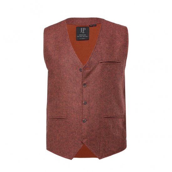 JP1880 Tweed Waistcoat Wool Brick Red - Vester - Vester i store størrelser