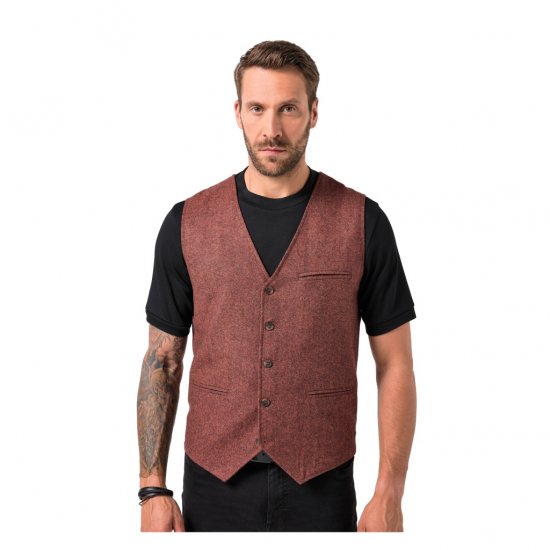 JP1880 Tweed Waistcoat Wool Brick Red - Vester - Vester i store størrelser