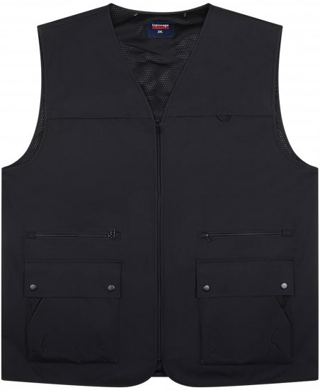 Espionage JT126 Multi Pocket Utility Gilet Black - Vester - Vester i store størrelser