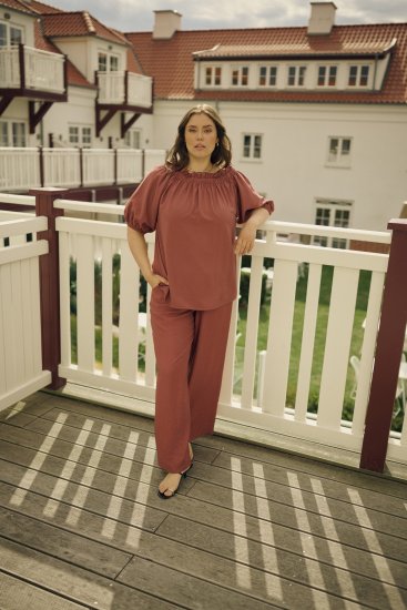 Kaffe Curve Emilia Wide Pants Henna Brown - Bukser - 