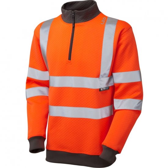 Leo Brynsworthy Ecoviz 1/4 Zip Sweatshirt Hi-Vis Orange - Arbeidsklær - Arbeidsklær i store størrelser