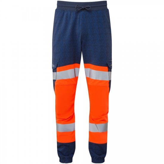Leo Hawkridge Ecoviz High Performance 4X Stretch Trouser Hi-Vis Orange/Navy Print - Arbeidsklær - Arbeidsklær i store størrelser