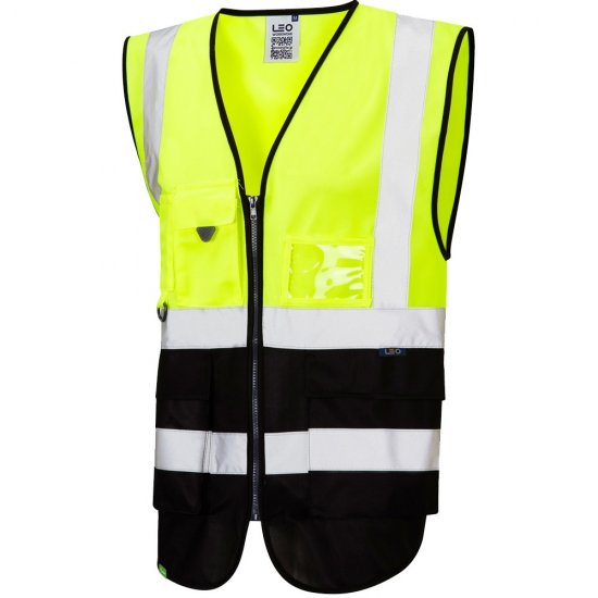 Leo Lynton Ecoviz Superior Waistcoat Hi-Vis Yellow/Black - Arbeidsklær - Arbeidsklær i store størrelser