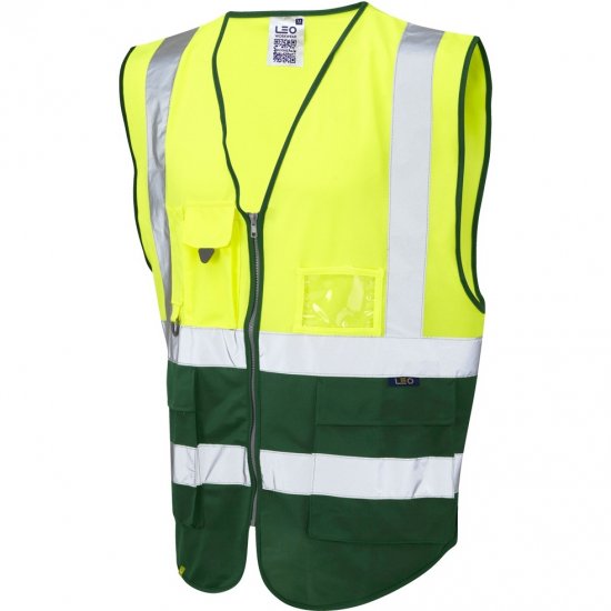 Leo Lynton Ecoviz Superior Waistcoat Hi-Vis Yellow/Green - Arbeidsklær - Arbeidsklær i store størrelser