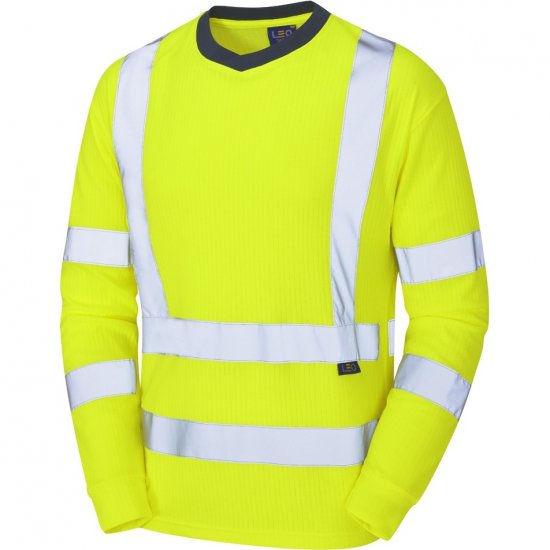 Leo Riverton Ecoviz Comfort Sleeved T-Shirt Hi-Vis Yellow - Arbeidsklær - Arbeidsklær i store størrelser