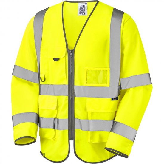 Leo Wrafton Ecoviz Superior Sleeved Waistcoat Hi-Vis Yellow - Arbeidsklær - Arbeidsklær i store størrelser