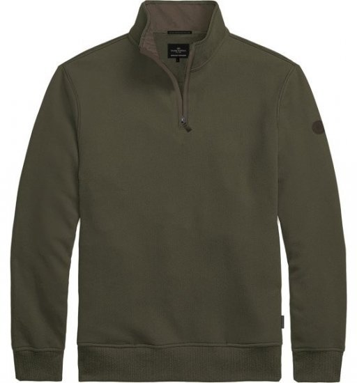 Double Outfitters MTOP-1163 Collegegenser med halv glidelås Khaki - Gensere og hettegensere - Store hettegensere - 2XL-14XL