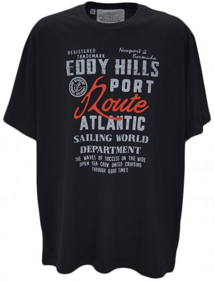 EDDY HILLS Atlantic T-shirt Black - T-skjorter - Store T-skjorter - 2XL-14XL