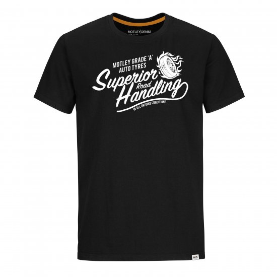 Motley Denim Nottingham T-Shirt White on Black - T-skjorter - Store T-skjorter - 2XL-14XL