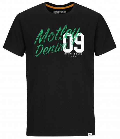 Motley Denim Oxford T-Shirt Green on Black - T-skjorter - Store T-skjorter - 2XL-14XL