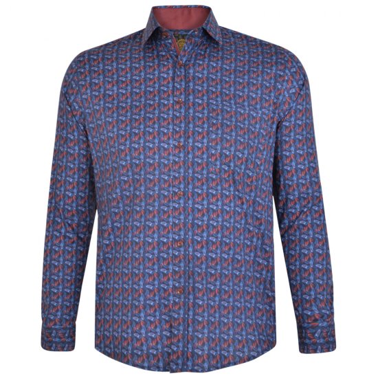 Kam Jeans P005 LS Digital Leaf Print Shirt - Skjorter - Store skjorter - 2XL-8XL