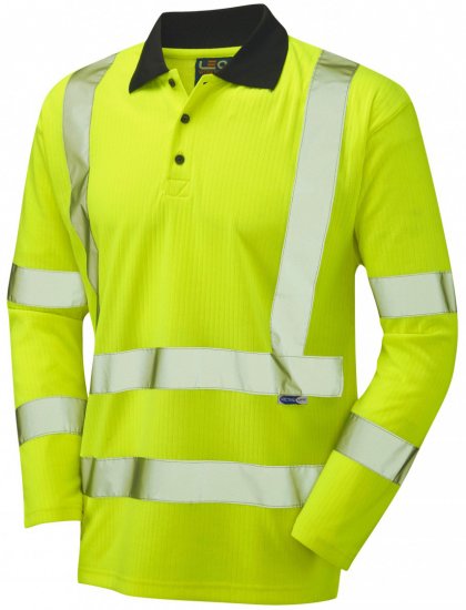 Leo Swimbridge Comfort L/S Polo Shirt Hi-Vis Yellow - Arbeidsklær - Arbeidsklær i store størrelser
