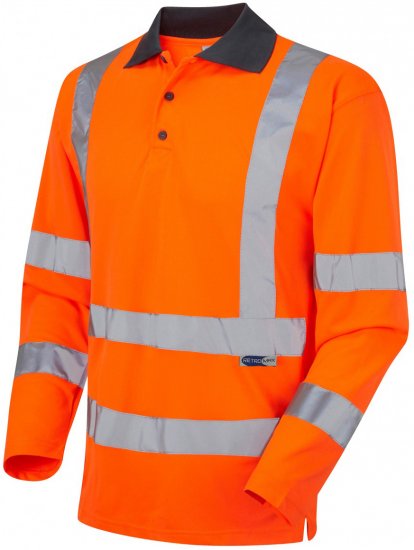 Leo Woolsery Coolviz L/S Polo Shirt Hi-Vis Orange - Arbeidsklær - Arbeidsklær i store størrelser