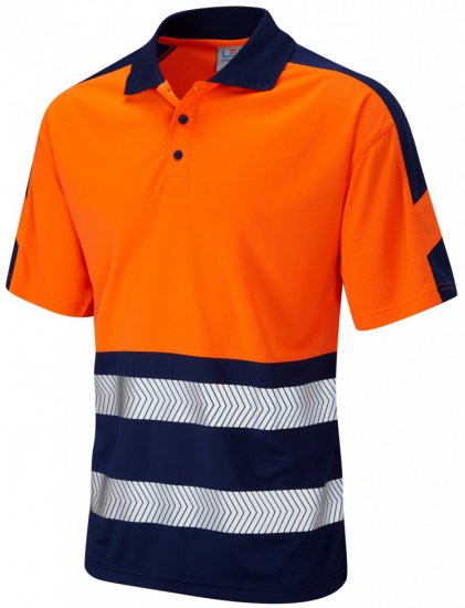 Leo Watersmeet Coolviz Plus Polo Hi-Vis Orange/Navy - Arbeidsklær - Arbeidsklær i store størrelser