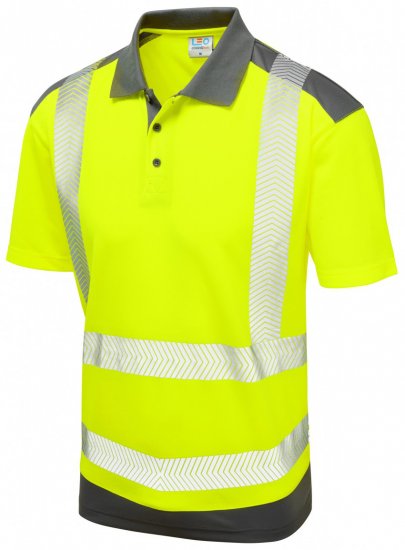 Leo Peppercombe Coolviz Plus Polo Hi-Vis Yellow/Grey - Arbeidsklær - Arbeidsklær i store størrelser