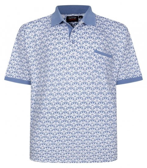 Espionage P231 Poloskjorte med geometrisk trykk blå/hvit - Polo- & piqueskjorter - Poloskjorte i store størrelser - 2XL-8XL