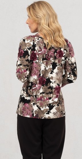 Scandinavian Caramel Flowers Blouse Purple and Brown - Trykket T-skjorter for dame - 