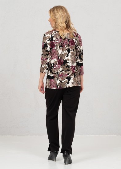 Scandinavian Caramel Flowers Blouse Purple and Brown - Trykket T-skjorter for dame - 