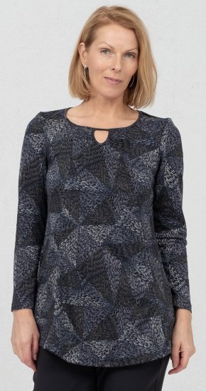 Scandinavian Caramel Triangles Tunic Dark Blue - Trykket T-skjorter for dame - 