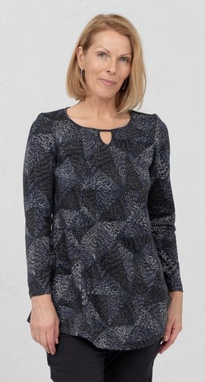 Scandinavian Caramel Triangles Tunic Dark Blue - Trykket T-skjorter for dame - 