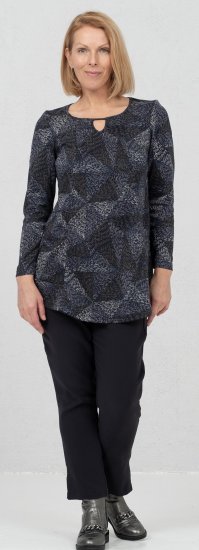 Scandinavian Caramel Triangles Tunic Dark Blue - Trykket T-skjorter for dame - 