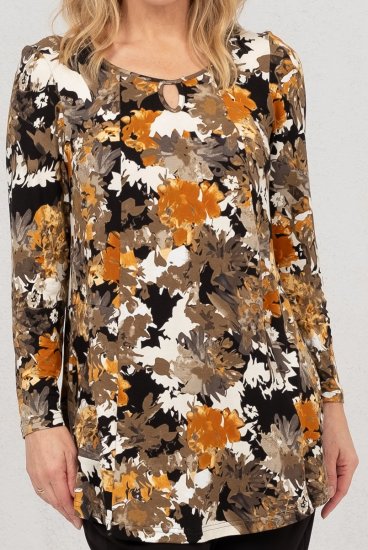 Scandinavian Caramel Flower Petals Tunic Orange and Brown - Trykket T-skjorter for dame - 
