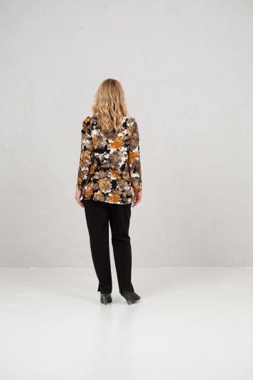 Scandinavian Caramel Flower Petals Tunic Orange and Brown - Trykket T-skjorter for dame - 