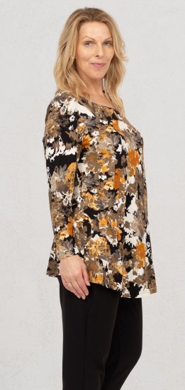 Scandinavian Caramel Flower Petals Tunic Orange and Brown - Trykket T-skjorter for dame - 
