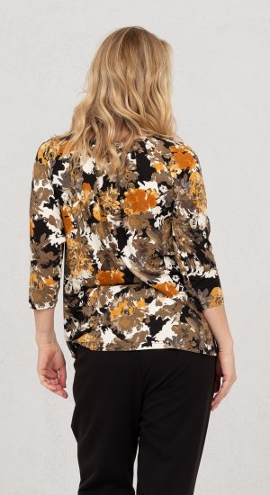 Scandinavian Caramel Flowers Blouse Orange and Brown - Trykket T-skjorter for dame - 