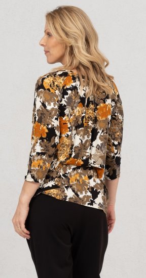 Scandinavian Caramel Flowers Blouse Orange and Brown - Trykket T-skjorter for dame - 