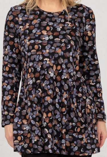 Scandinavian Caramel Flower Petals Tunic Copper and Blue - Trykket T-skjorter for dame - 