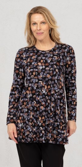 Scandinavian Caramel Flower Petals Tunic Copper and Blue - Trykket T-skjorter for dame - 