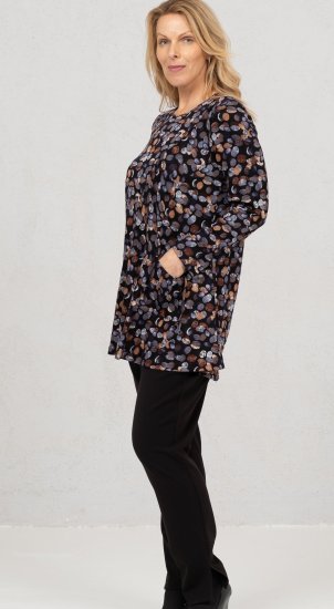 Scandinavian Caramel Flower Petals Tunic Copper and Blue - Trykket T-skjorter for dame - 