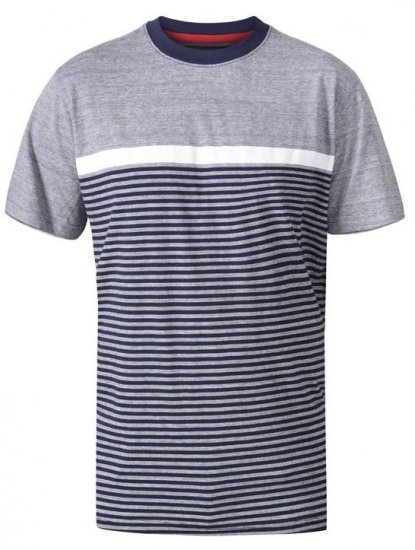 D555 Perkins Crew Neck Cut And Sew Jacquard T-Shirt Navy - T-skjorter - Store T-skjorter - 2XL-14XL