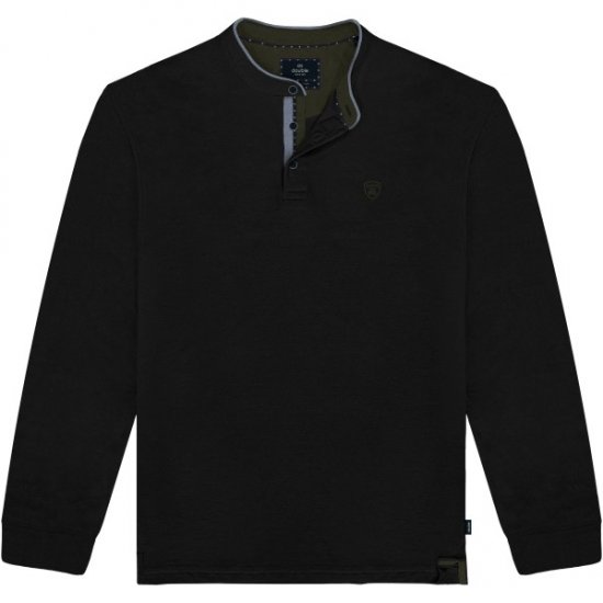 Double Outfitters PS-3099 Polo Shirt Mao Collar Black - Polo- & piqueskjorter - Poloskjorte i store størrelser - 2XL-8XL