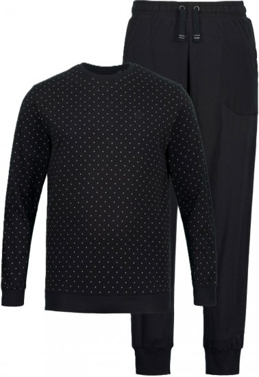 JP1880 Two-piece Pajama Belly Fit Long Sleeve Long Pants Black TALL - HERREKLÆR MT-6XLT - Klær for høye menn