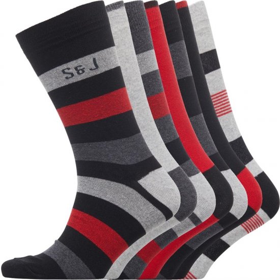 Smith & Jones Red line 7-pack Socks - Undertøy & badetøy - Undertøy store størrelser 