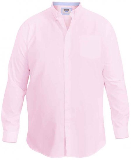 D555 Richard Long Sleeve Oxford Shirt Pink - Skjorter - Store skjorter - 2XL-8XL