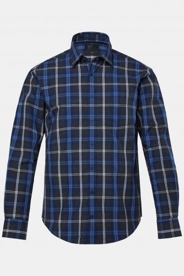 JP1880 Checked Shirt Long Sleeve Kent Collar Anthracite - Skjorter - Store skjorter - 2XL-8XL