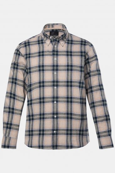 JP1880 Checked Flannel Shirt Long Sleeve Dark Dusty Pink - Skjorter - Store skjorter - 2XL-8XL