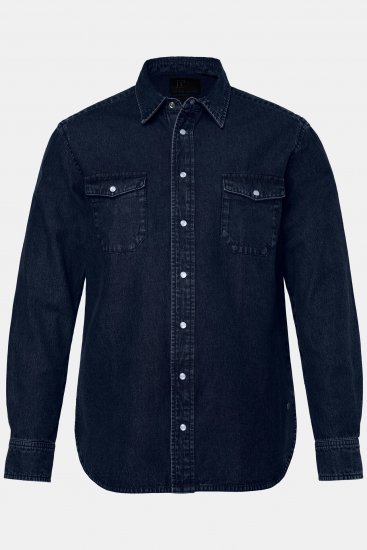 JP1880 Denim Shirt Flexnamic Long Sleeve Navy - Skjorter - Store skjorter - 2XL-8XL