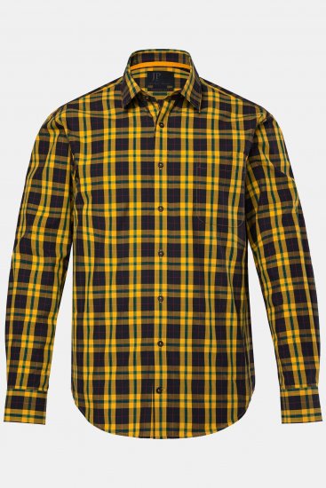 JP1880 Checked Shirt Long Sleeve Kent Collar Curry - Skjorter - Store skjorter - 2XL-8XL