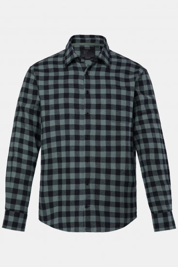 JP1880 Checked Flannel Shirt Long Sleeve Eucalyptus Green - Skjorter - Store skjorter - 2XL-8XL