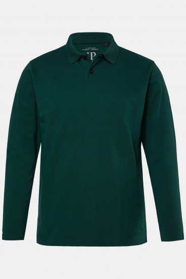JP1880 Polo Shirt Long Sleeve Pique Dark Green - Polo- & piqueskjorter - Poloskjorte i store størrelser - 2XL-8XL