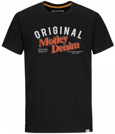 Motley Denim Salford T-shirt Orange on Black - T-skjorter - Store T-skjorter - 2XL-14XL