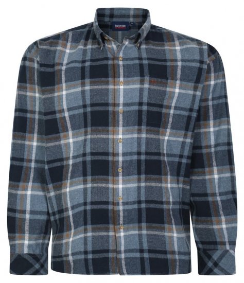 Espionage SH394 Børstet rutete skjorte airforce/mørkeblå - Skjorter - Store skjorter - 2XL-8XL