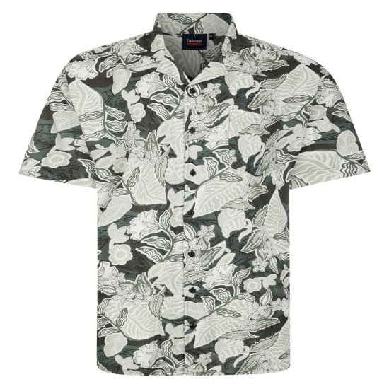 Espionage SH434 kortermet skjorte med bladtrykk grønn - Skjorter - Store skjorter - 2XL-8XL